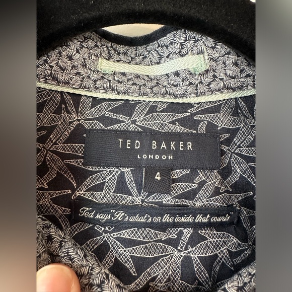 Ted Baker Men’s Linen & Cotton Blend Blue Long Sleeve Button Down Shirt (Sz 4/L) - Picture 4 of 8